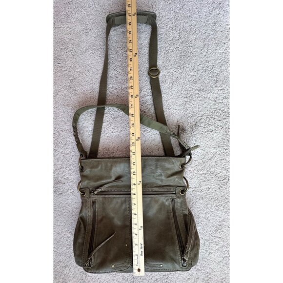 The Sak Olive Green Leather Crossbody Bag With Adjustable Strap & Multiple Zippe - Picture 3 of 16